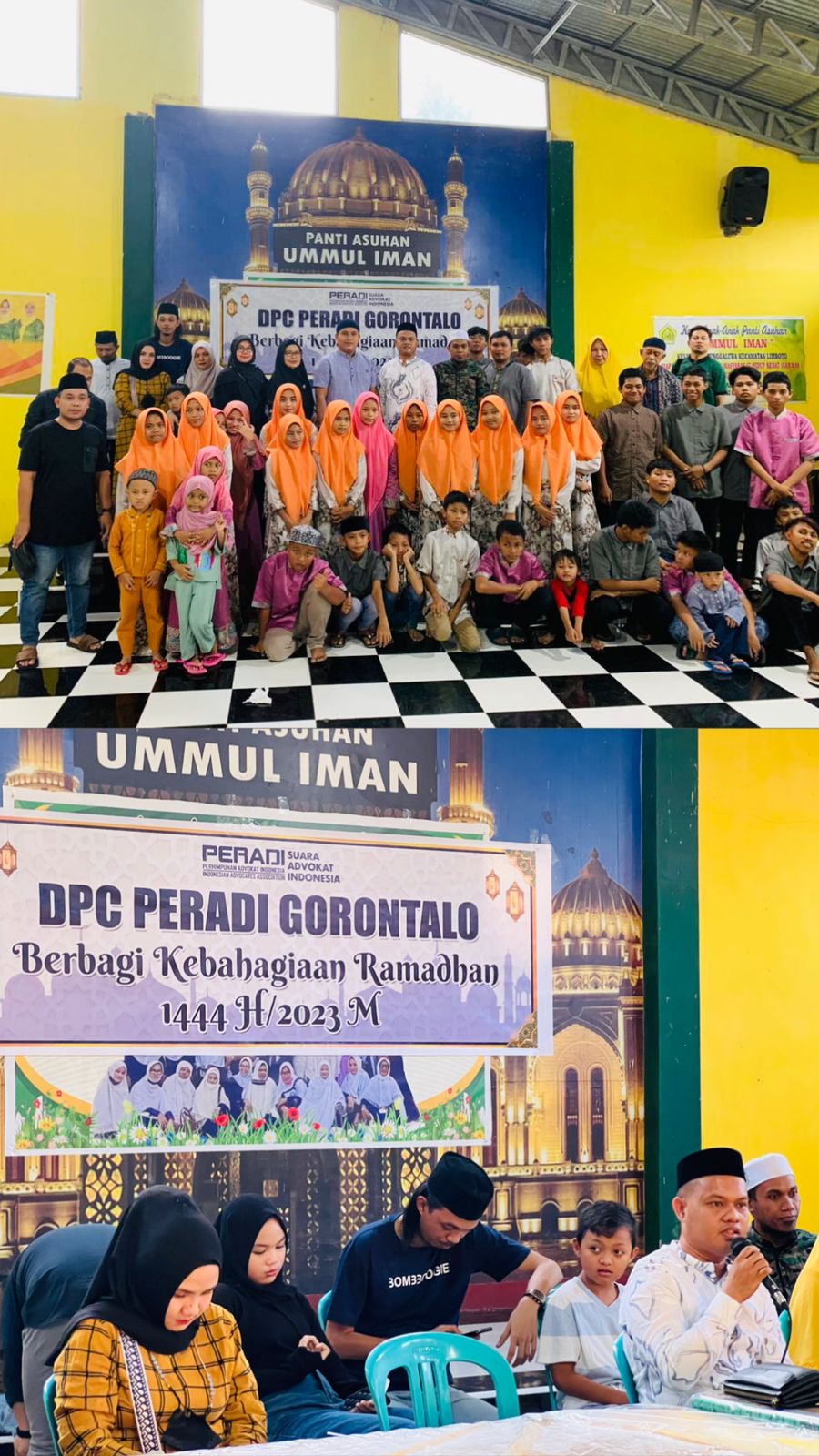 DPC Peradi Gorontalo berbagi kebahagiaan Ramadhan 1444 H dengan anak-anak Panti Asuhan Ummul Iman di kota Gorontalo. Kegiatan yang dilakukan tanggal 09 April 2023, ini dihadiri Ketua DPC Peradi Gorontalo Dr. Ramdhan Kasim, S.H., M.H., CLA, CPLC dan para pengurus