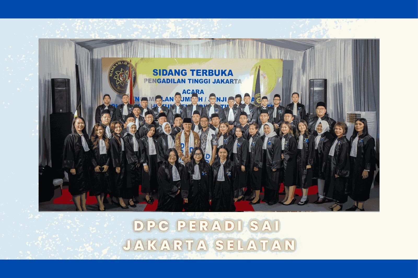 DPC PERADI SAI Jakarta Selatan telah melaksanakan Pengangkatan di Hotel Swiss Belinn, Cawang dan Pengambilan Sumpah Advokat di Pengadilan Tinggi DKI Jakarta untuk Angkatan ke VII pada 18 Februari s/d 20 Februari 2025, dengan jumlah peserta yang dilantik sebanyak 57 orang.